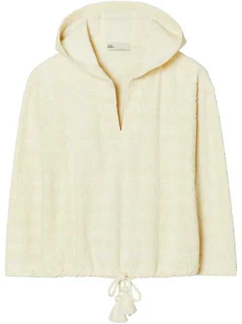 Tory Burch logo-jacquard terry hoodie 