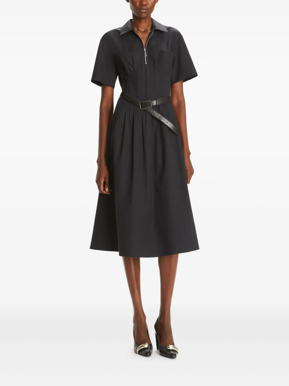 Tory Burch Jurk met geplooide taille - Zwart