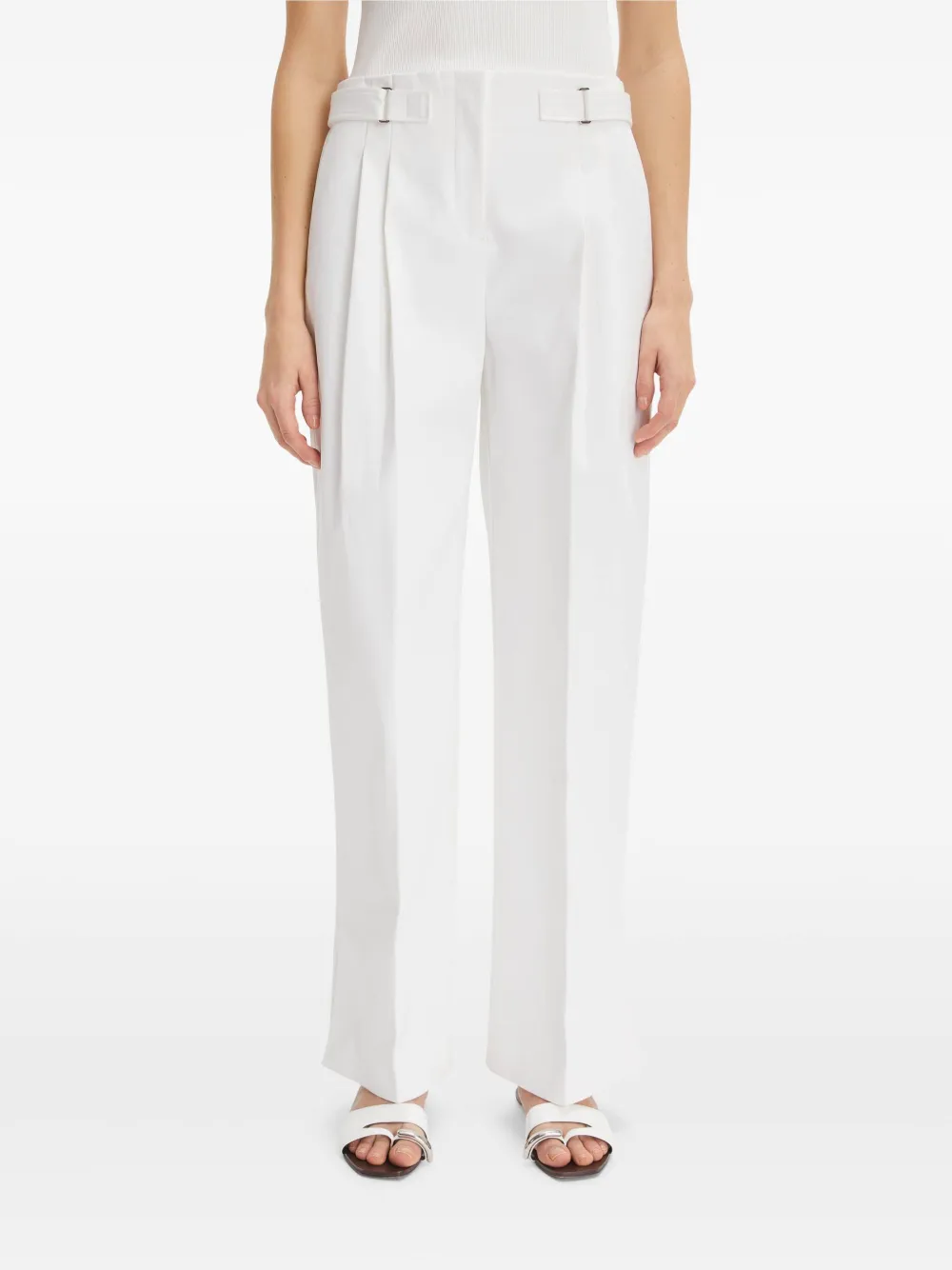 Shop Tory Burch Cotton Twill Trousers In White