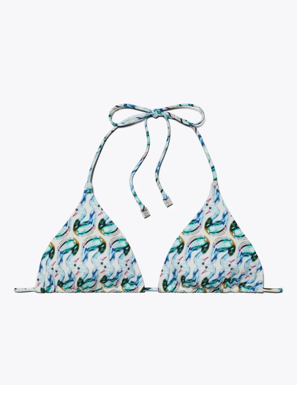Tory Burch Printed Triangle Bikini Top In Blue