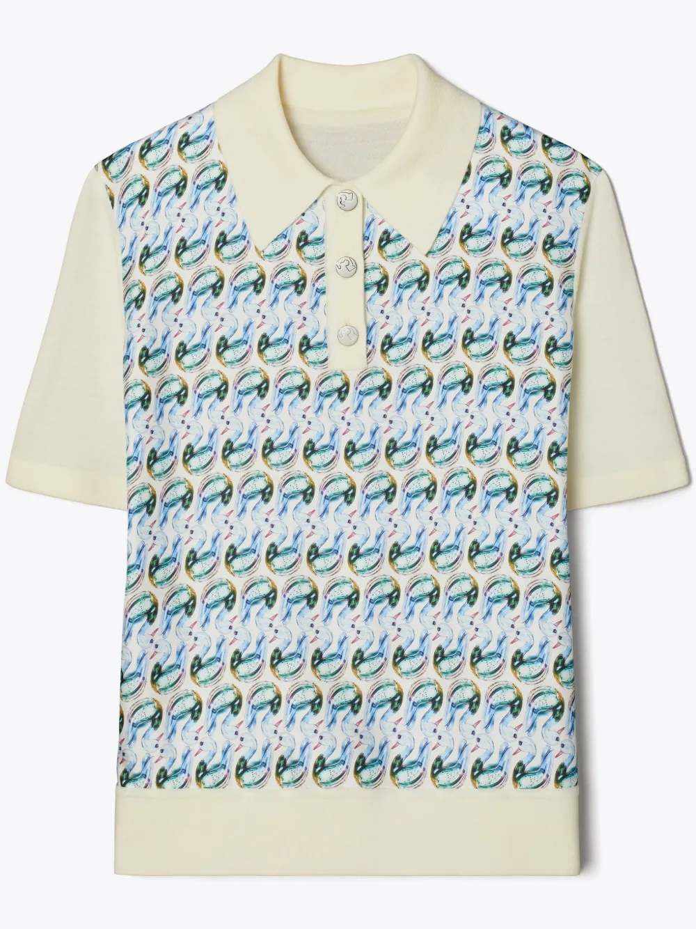 Tory Burch T Monogram Polo Top In Blue