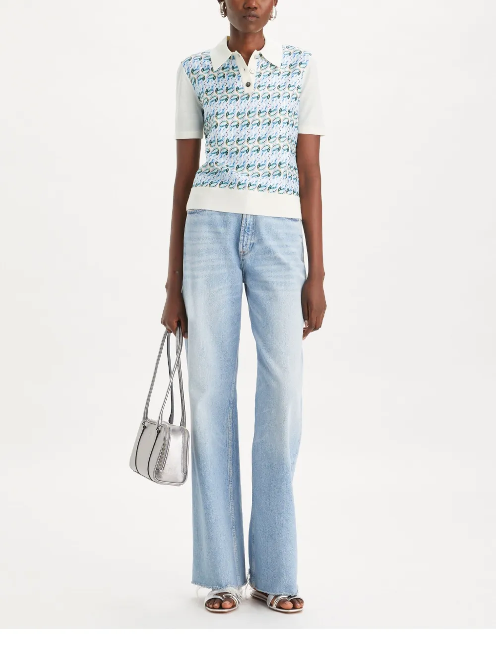 Tory Burch T Monogram Polo Top In Blue