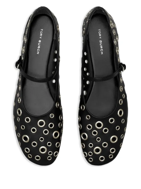 Tory Burch アイレット フラットシューズ | ブラック | FARFETCH JP