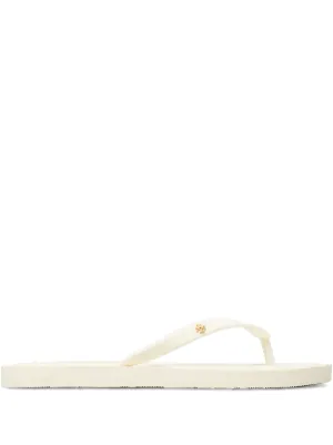 Tory Burch Double T Slides | White | FARFETCH