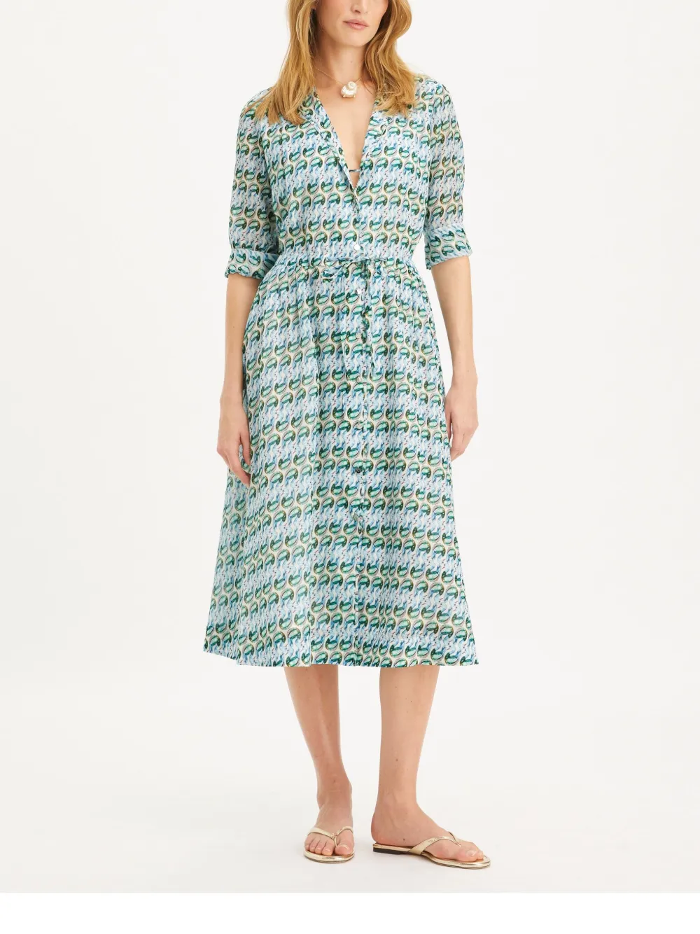 Tory Burch printed midi dress - Groen