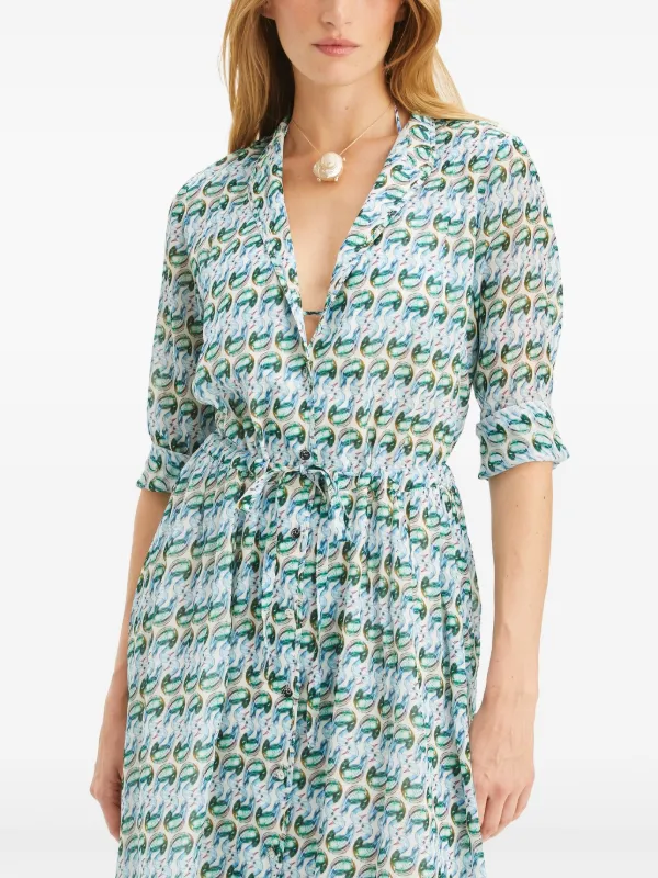 Tory Burch Printed Midi Dress - Green Tory Burch Printed Midi Dress - Green
