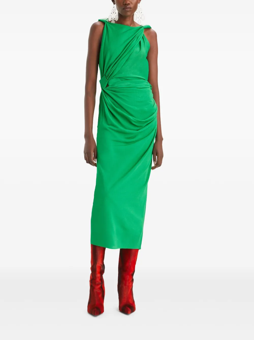 Tory Burch Midi-jurk met geknoopt detail - Groen