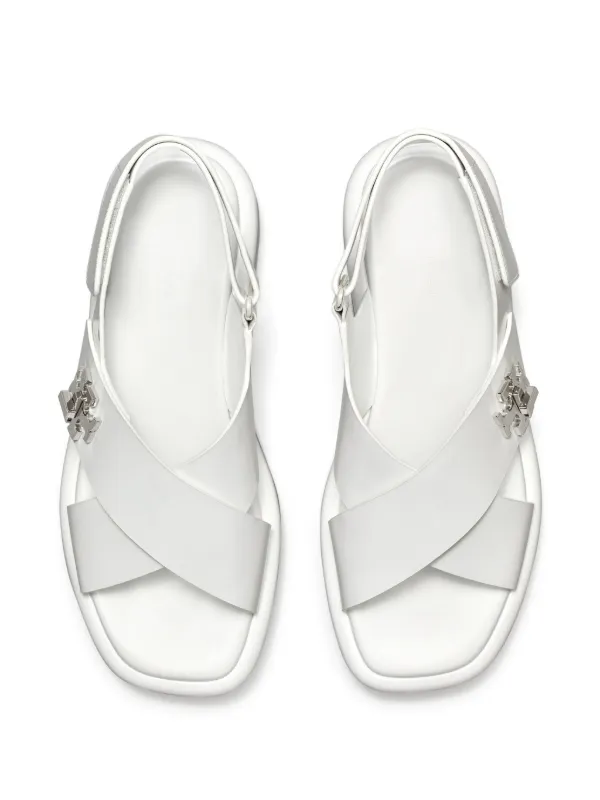 Tory Burch 40mm T-Lock Platform Sandals | White | FARFETCH