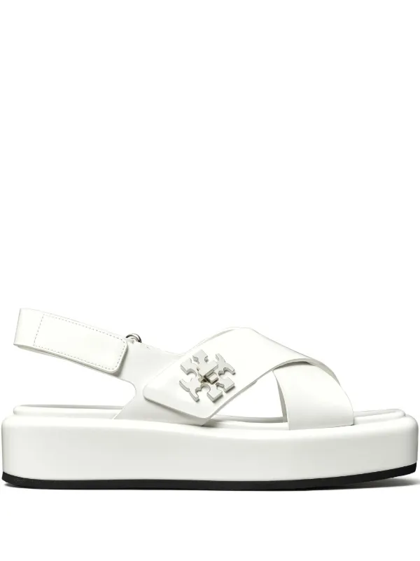 Tory Burch 40mm T-Lock Platform Sandals | White | FARFETCH