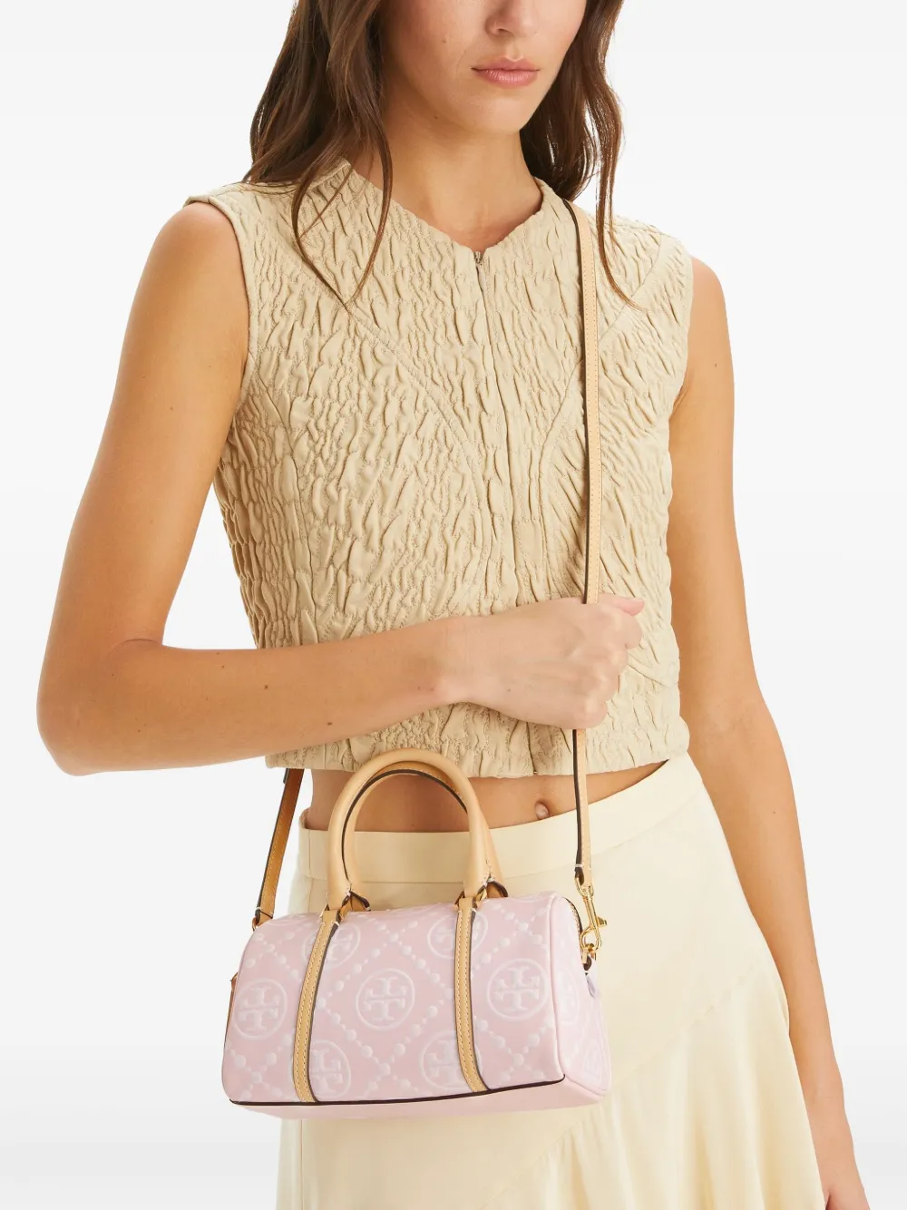 TORY BURCH MINI T MONOGRAM-EMBOSSED TOTE BAG