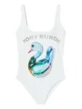 Tory Burch Lucky Duck-print swimsuit - White
