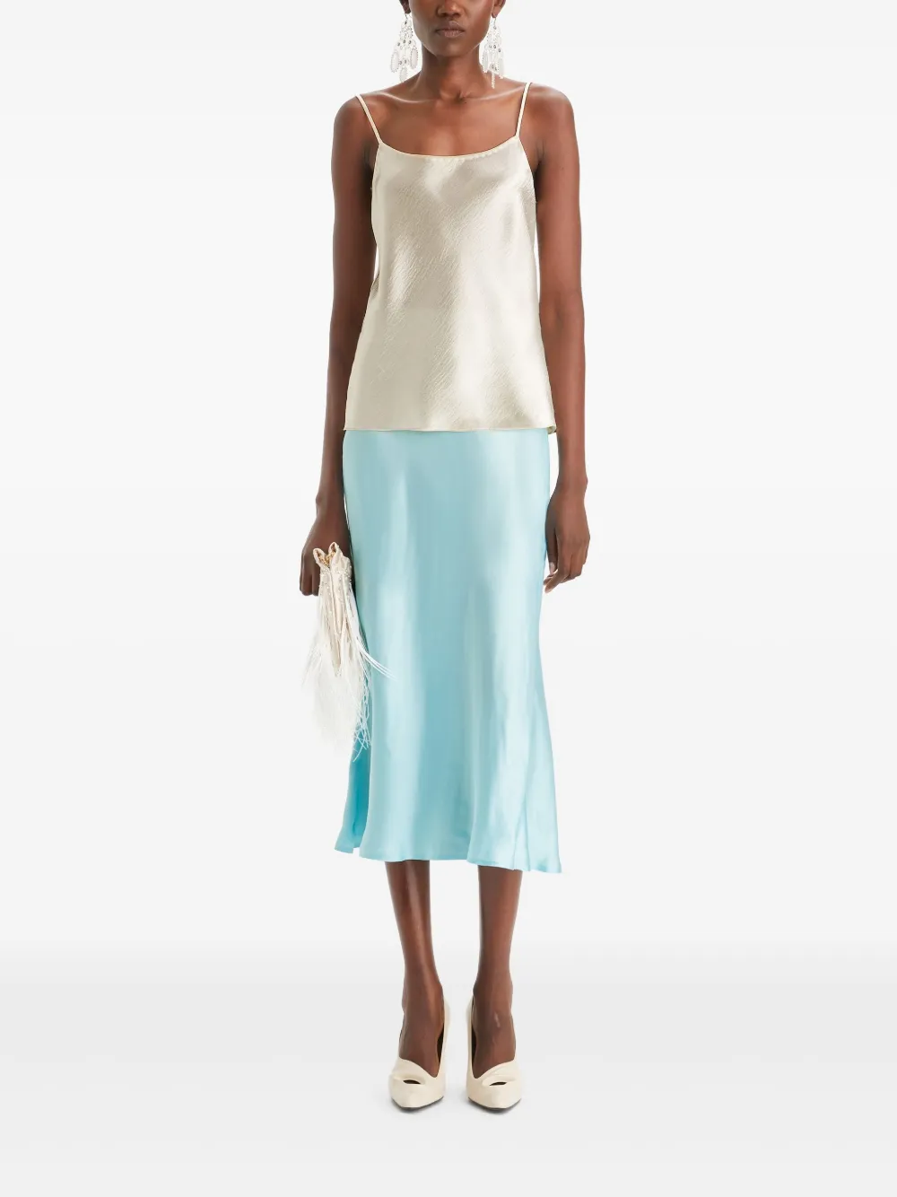 Tory Burch Midi-rok met satijnen afwerking - Blauw