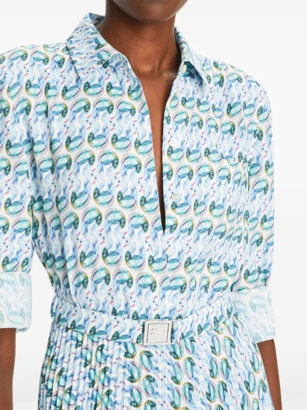 Tory Burch graphic-print Twill Dress | Blue | FARFETCH SG