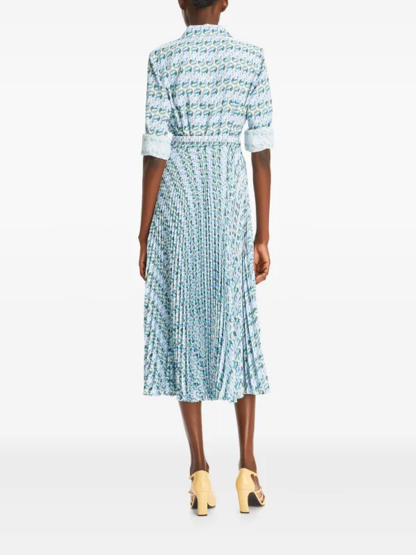 Tory Burch Graphic-print Twill Midi Dress - Blue