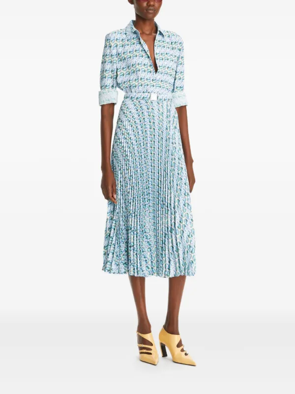 Tory Burch graphic-print Twill Dress | Blue | FARFETCH