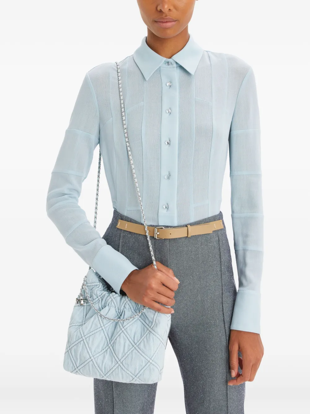 TORY BURCH MINI FLEMING DENIM CROSS BODY BAG