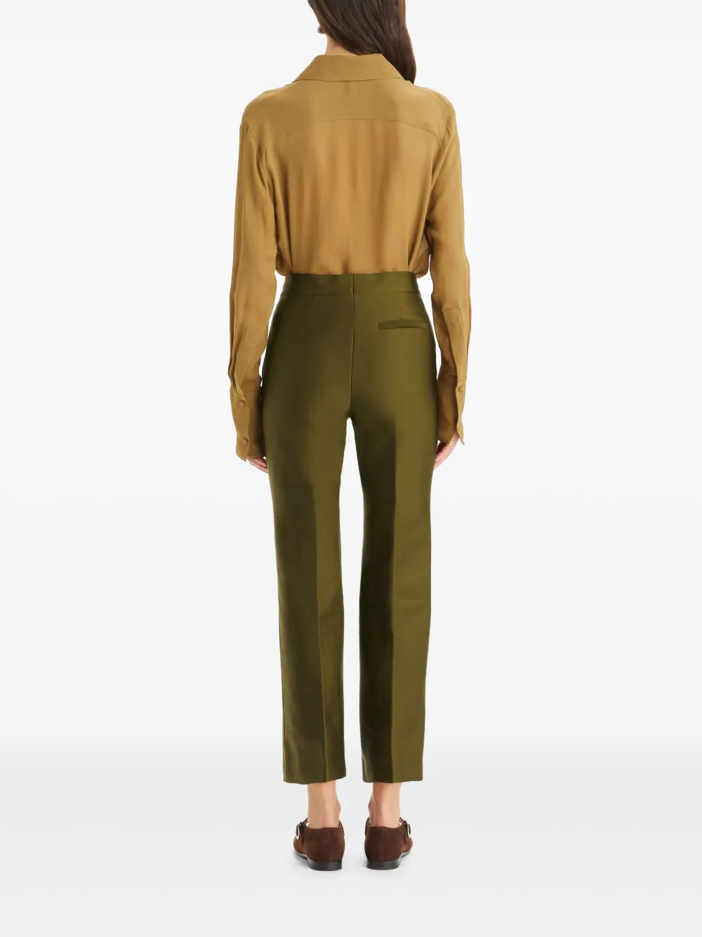Shop Tory Burch Twill Trousers In Green