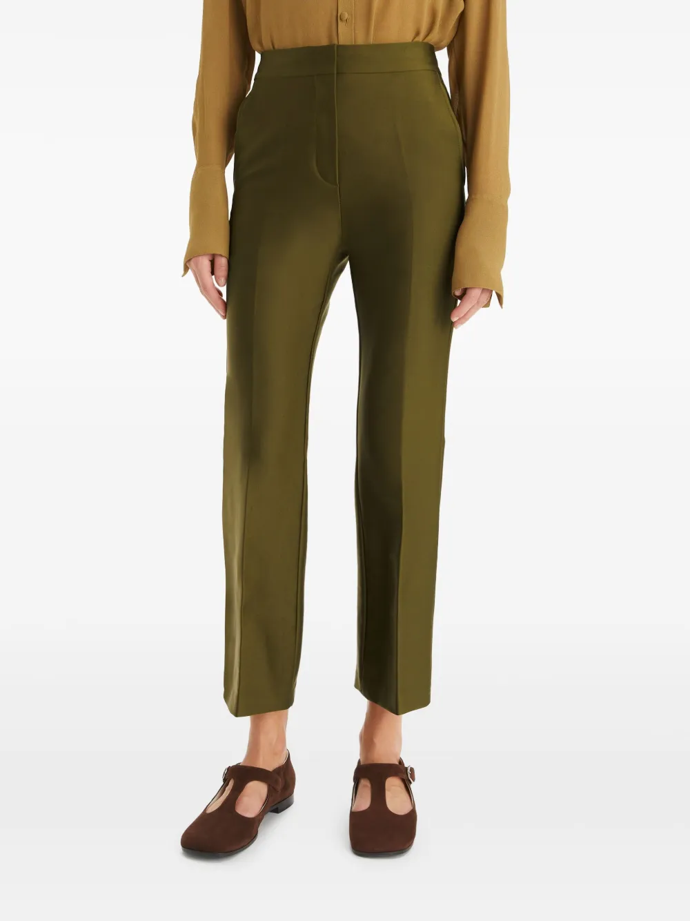 Shop Tory Burch Twill Trousers In Green
