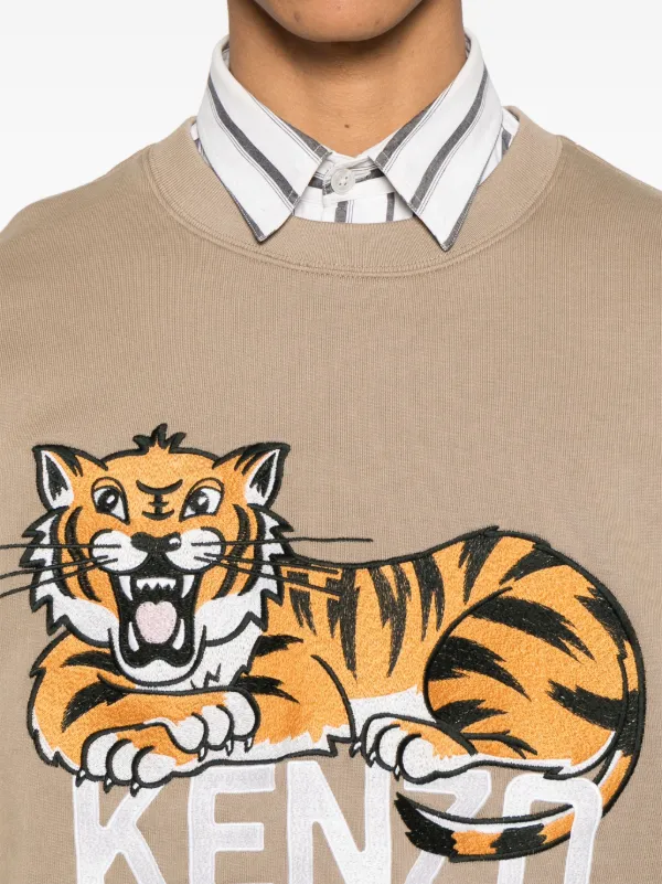 希少 KENZO 上質 タイガー トラ 刺繍 ロゴ デザイン スウェットシャツ Kenzo Lucky Tiger スウェットシャツ | グレー | FARFETCH JP