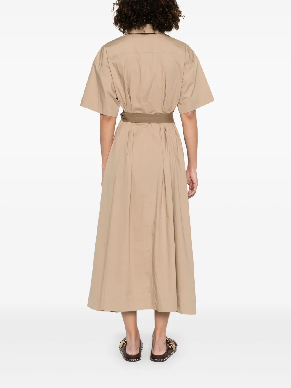 Brunello Cucinelli Popeline midi-jurk Bruin