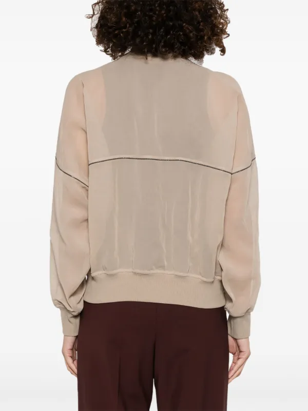 Brunello Cucinelli Jaqueta Bomber De Organza Neutro FARFETCH BR