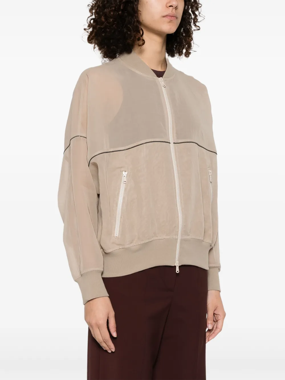 Brunello Cucinelli Organza bomberjack Beige