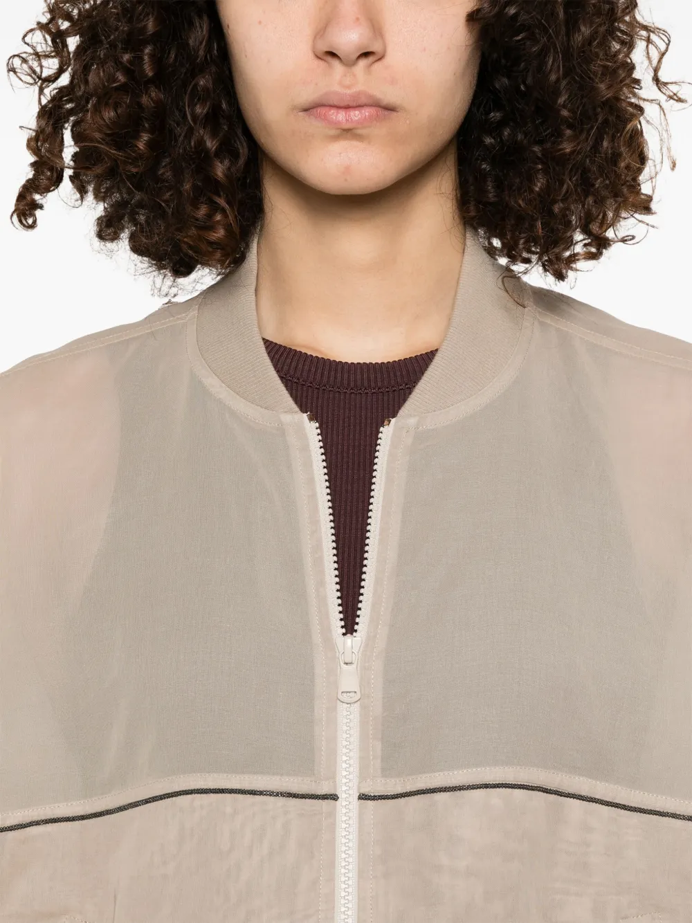 Brunello Cucinelli Organza bomberjack Beige