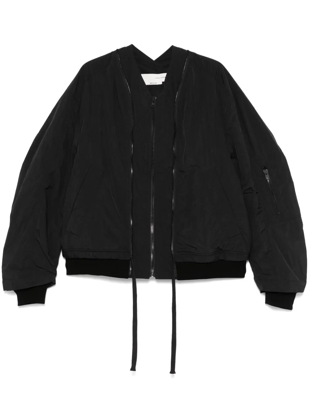 Isabel Benenato Decorative-zip Bomber Jacket In Black
