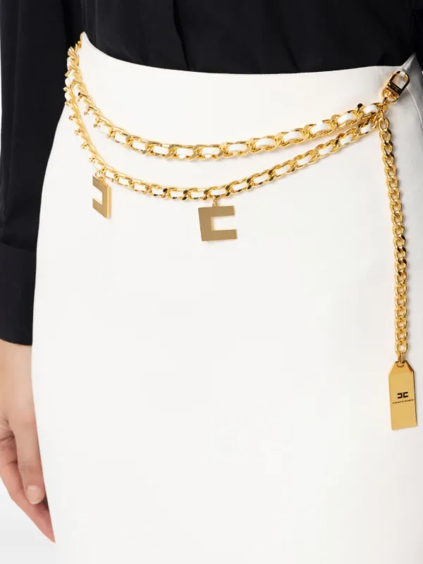 Elisabetta Franchi chain-detail Crepe Maxi Skirt | White