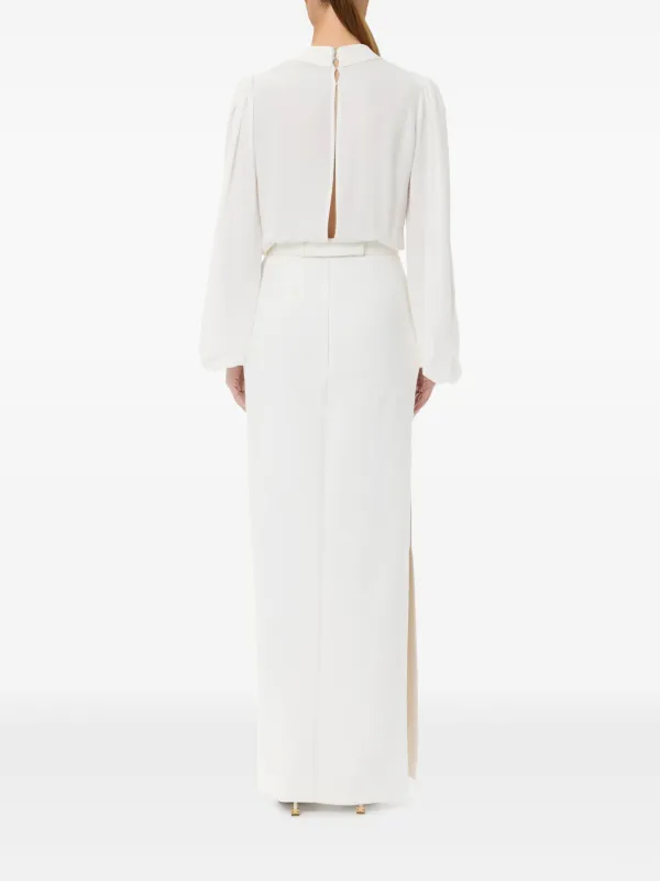 Elisabetta Franchi Belted Crepe Maxi Dress | White | FARFETCH