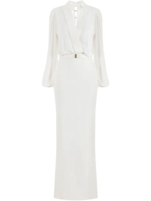 Elisabetta Franchi vestido largo de crepé con cinturón