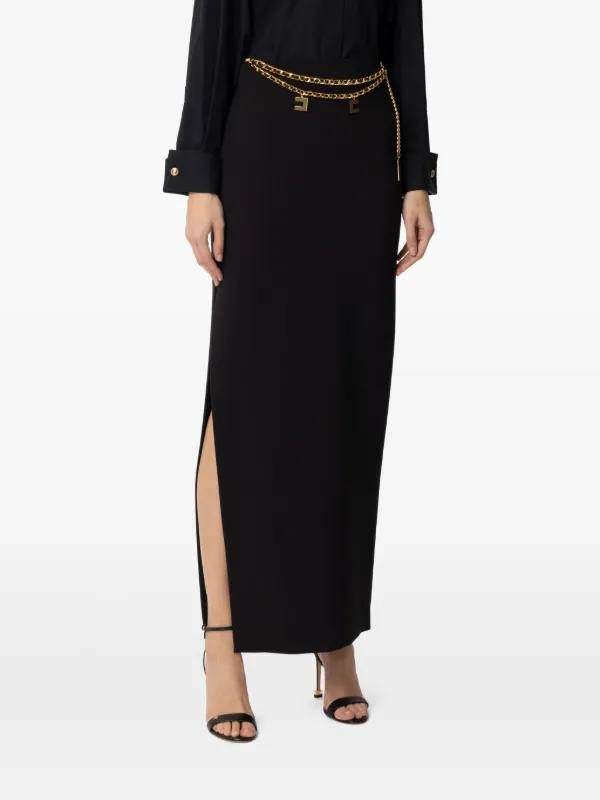 Elisabetta Franchi chain-detail Crepe Maxi Skirt | Black