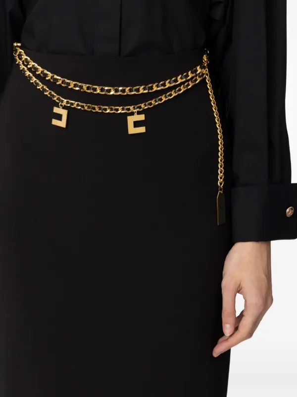 スカート Elisabetta Franchi Long Black Skirt Elisabetta Franchi - Asymmetrical Sheath Skirt - Black