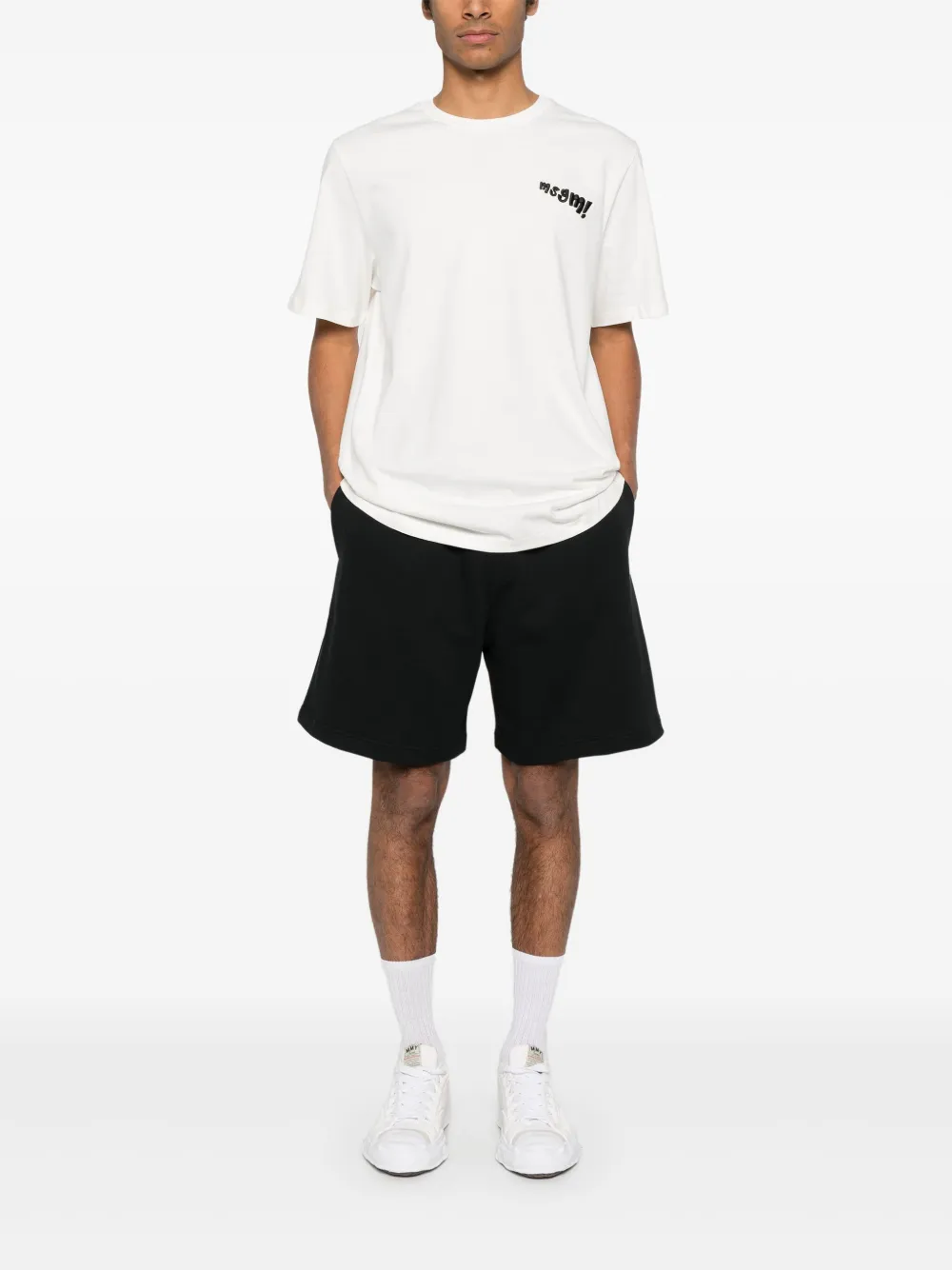 MSGM logo-print track shorts - Zwart