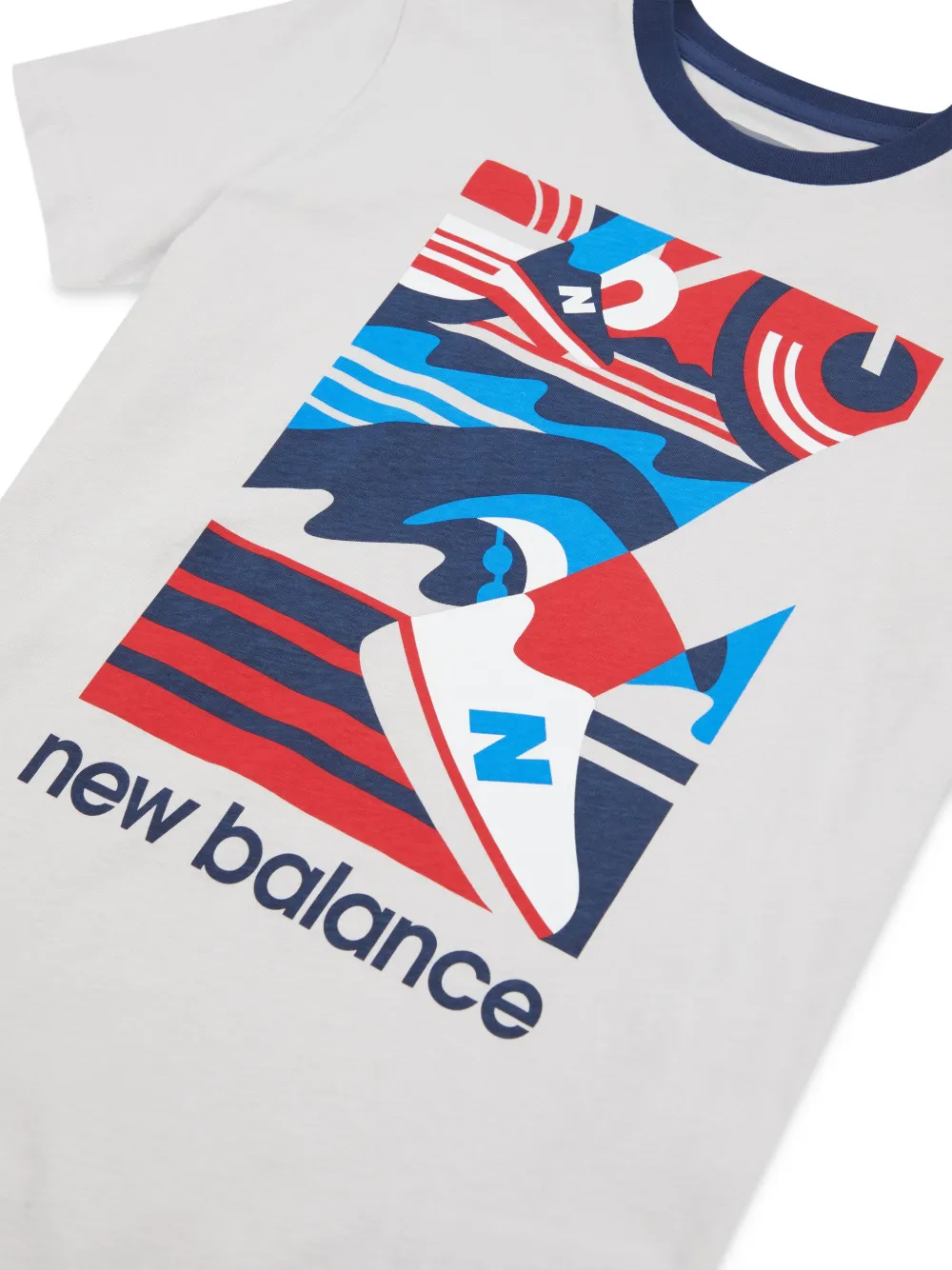 New Balance Kids Katoenen T-shirt met grafische logoprint Grijs