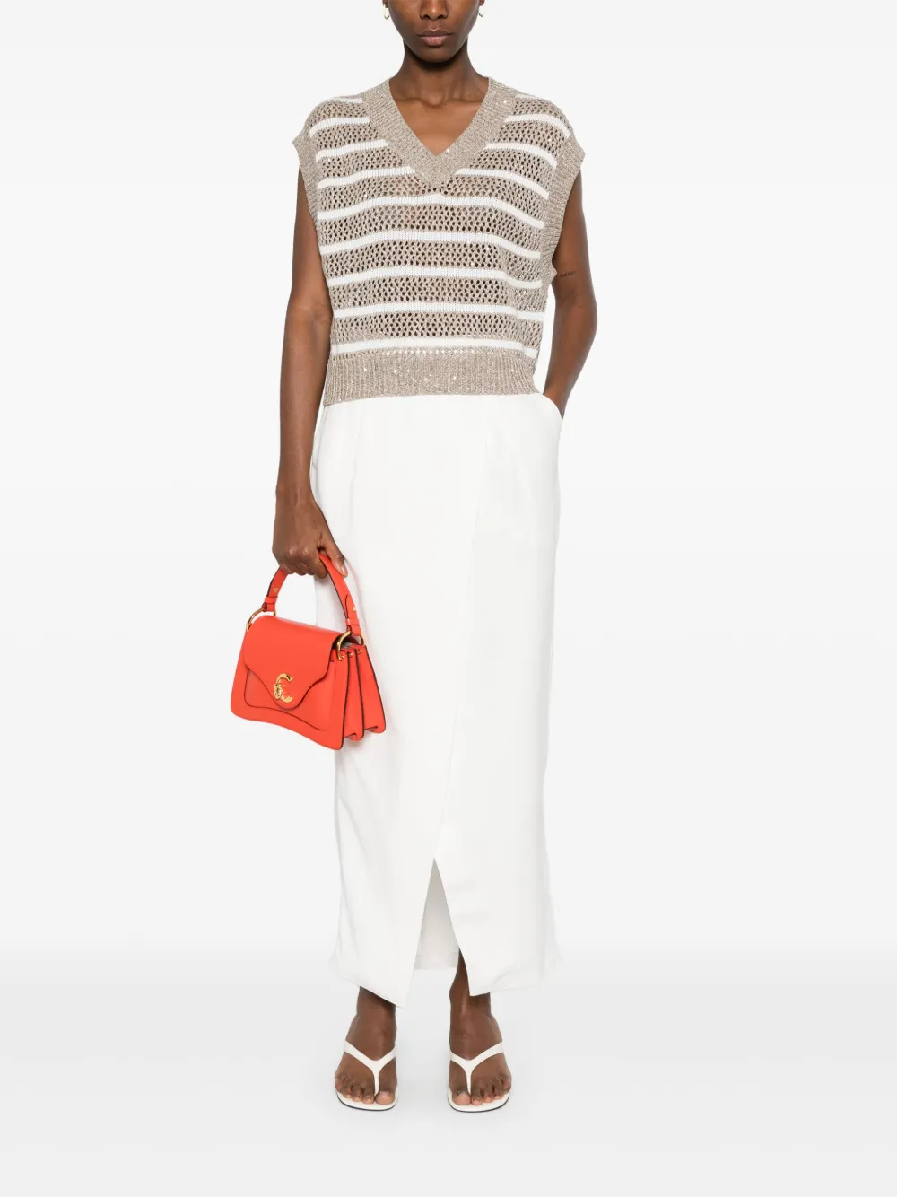 Brunello Cucinelli Gebreide top met pailletten - Beige