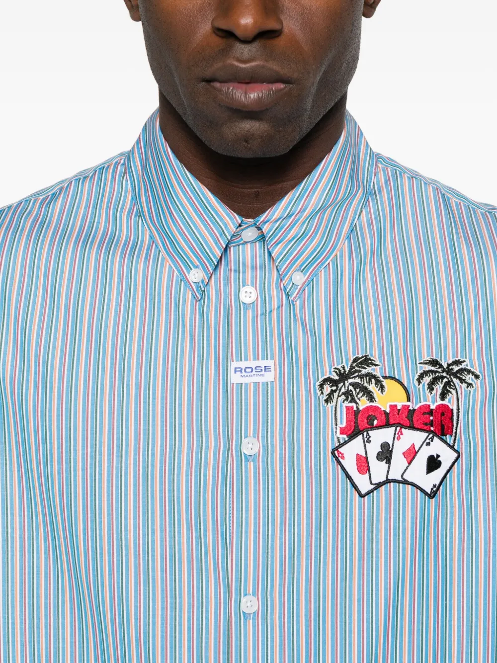 Martine Rose Striped Embroidered Shirt In Blue