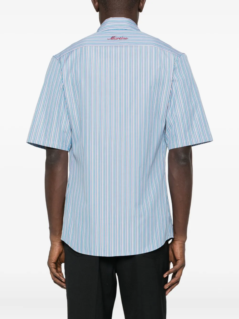 Martine Rose Striped Embroidered Shirt In Blue