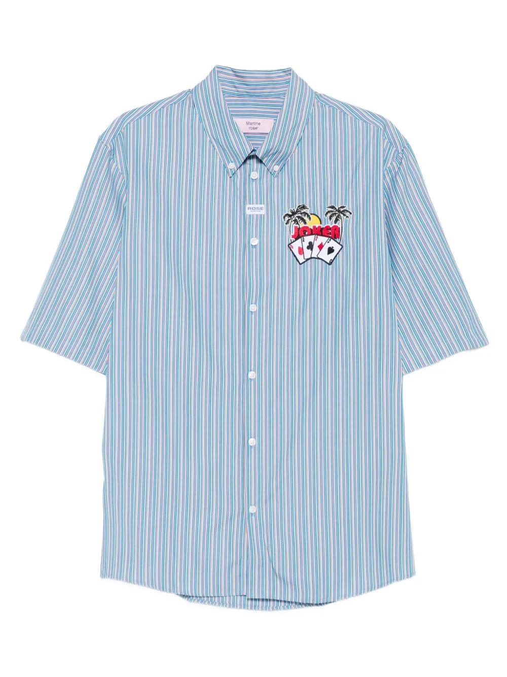 Martine Rose striped embroidered shirt | Blue | Image 1