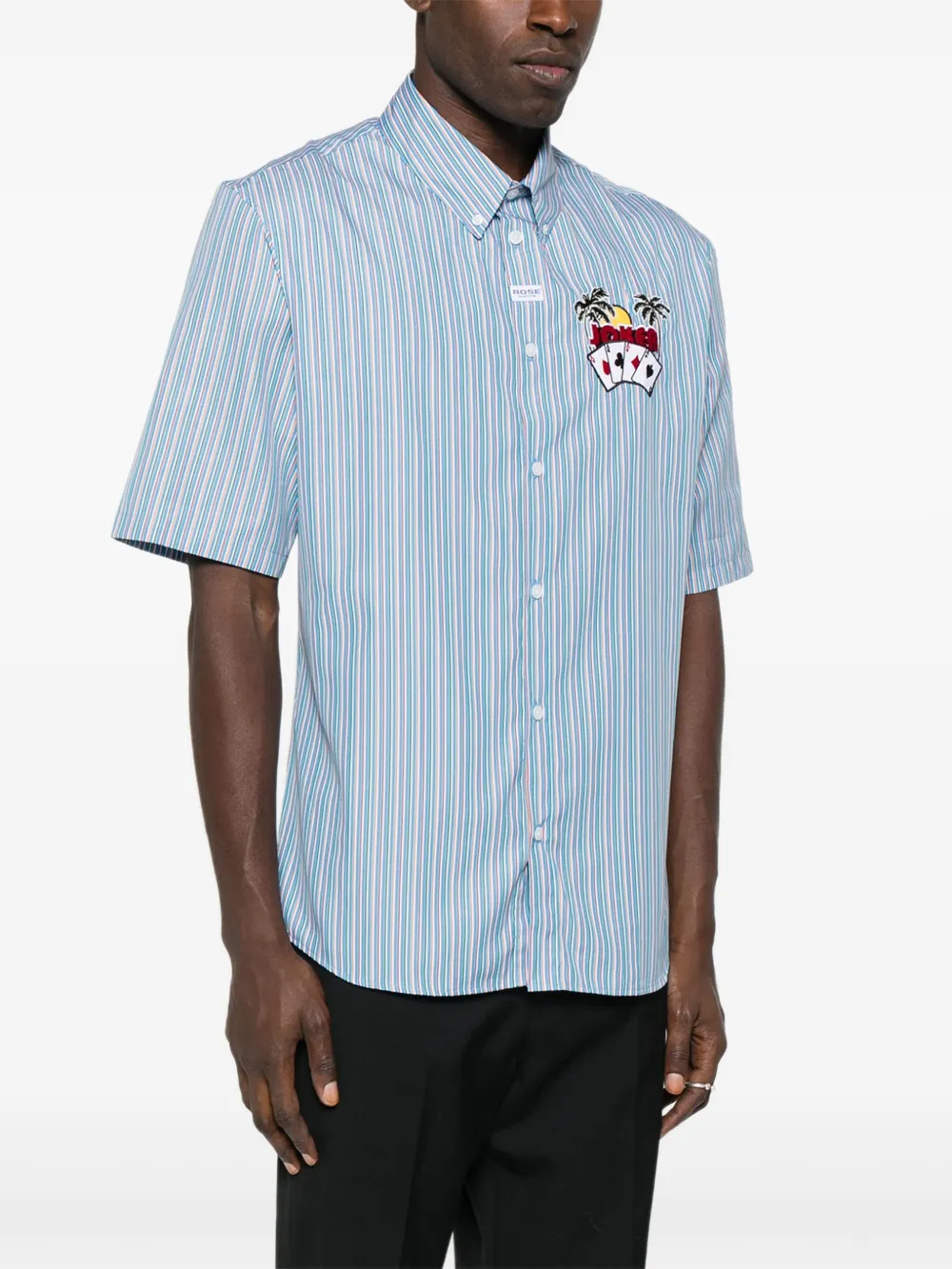 Martine Rose Striped Embroidered Shirt In Blue