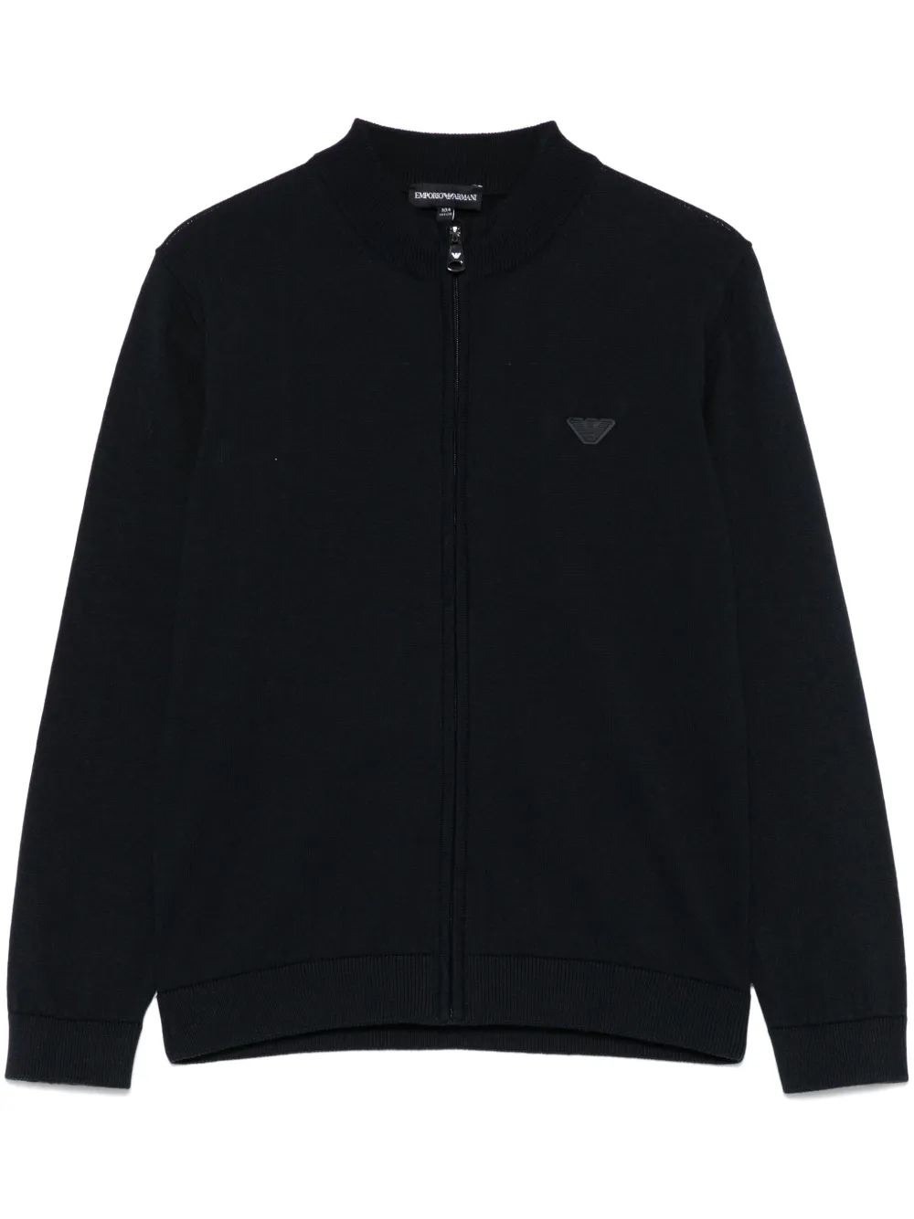 Emporio Armani Logo-patch Cardigan In Blue