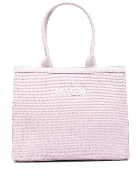 MSGM Kids logo-embroidered tote bag