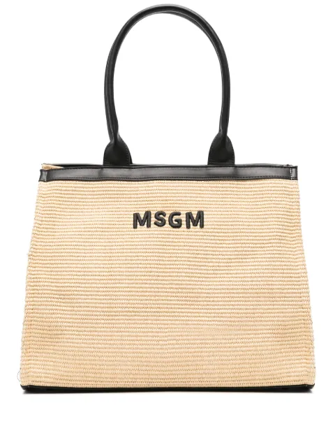 MSGM Kids logo-embroidered tote bag