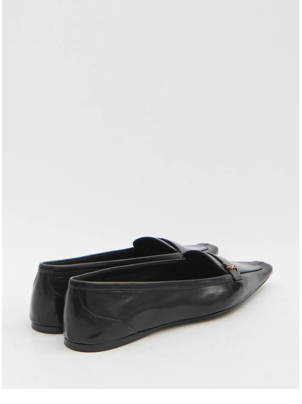 Saint Laurent Poppy Leather Ballet Flats In Schwarz
