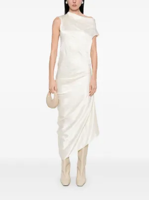 alexander mcqueen シルクドレス Alexander McQueen Black Asymmetric Gathered Wool-Silk Blend