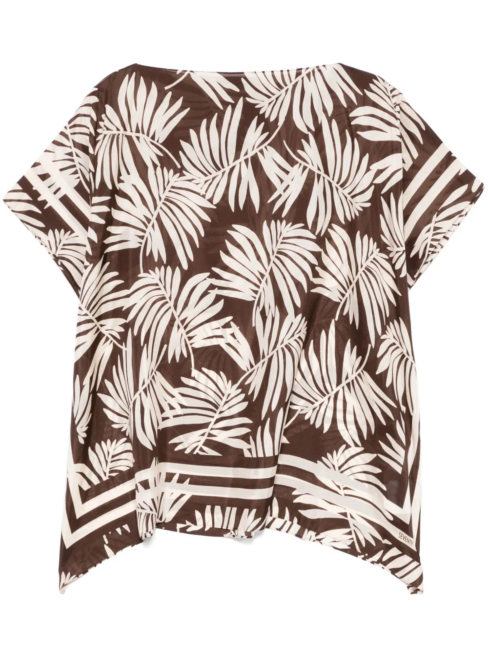 Seventy leaves-print blouse - Marron