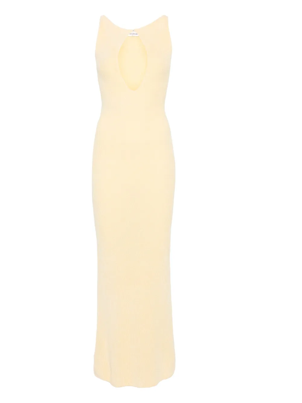 Aya Muse robe en maille nervurée à coupe longue | jaune | Image 1