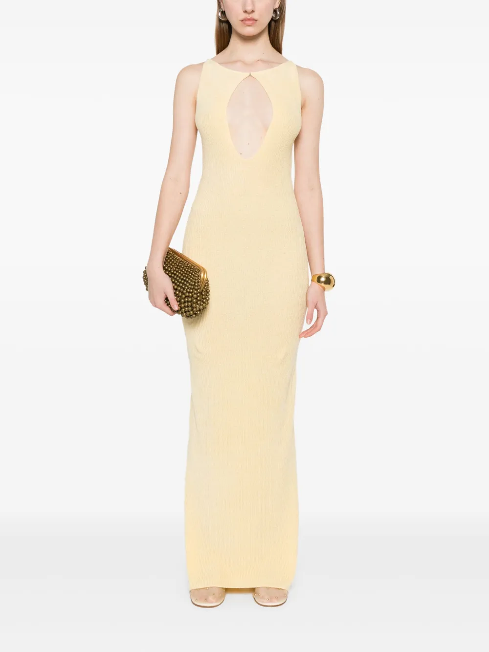 Aya Muse Ribgebreide maxi-jurk - Geel