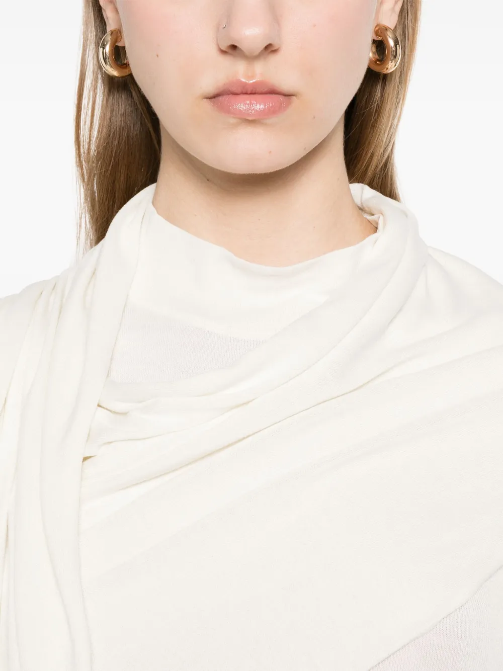 Aya Muse Maxi-jurk met sjaaldetail en lange mouwen Wit