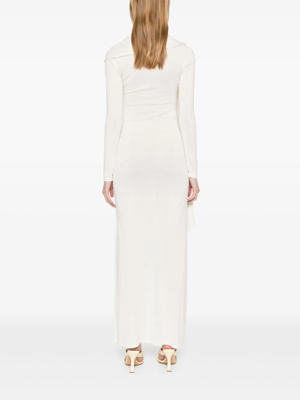 Aya Muse Maxi-jurk met sjaaldetail en lange mouwen Wit